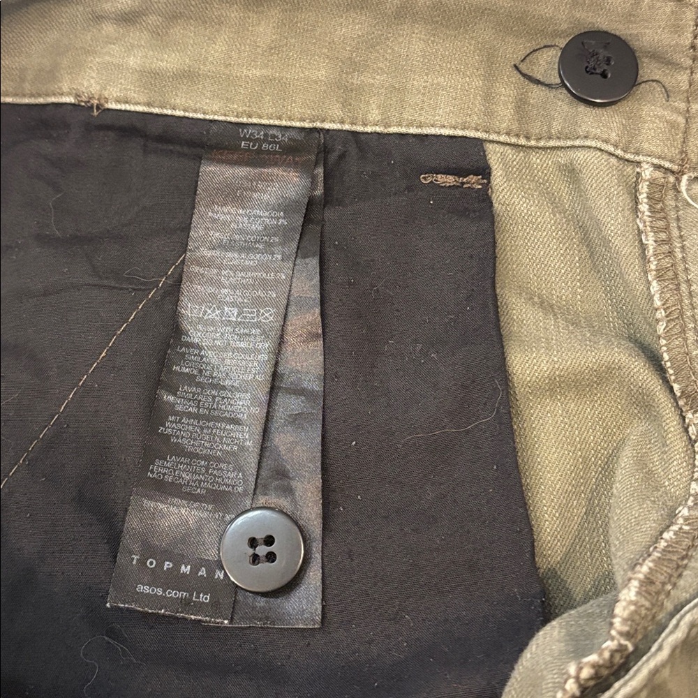 Topman Khaki Cargo Pants for Men w34 - Picture 9 of 10